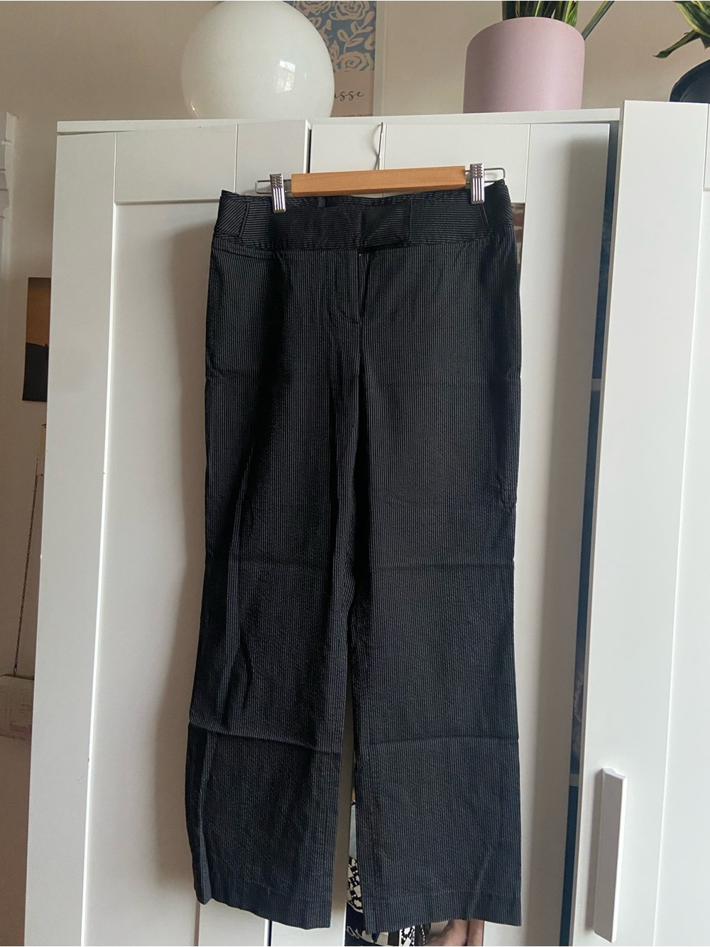 Pinstripe Wide-Leg Casual Pants